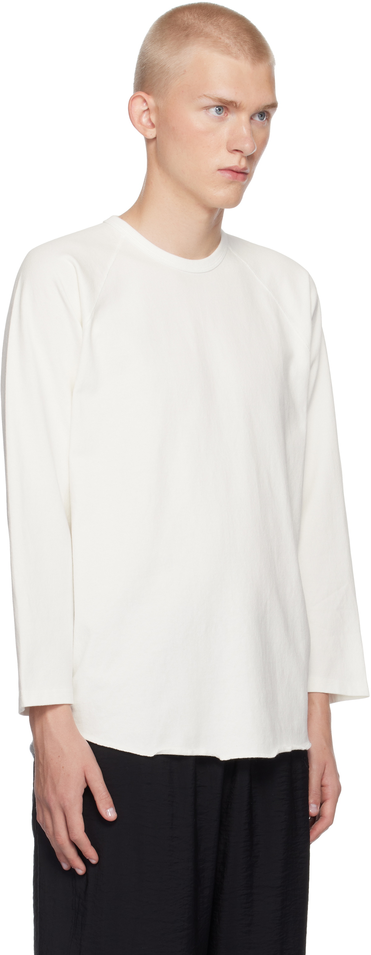 YLÈVE White Open End Cotton Pigment Dye Baseball T-shirt