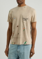 Gallery Dept. Paint-splattered Logo Cotton T-shirt Taupe