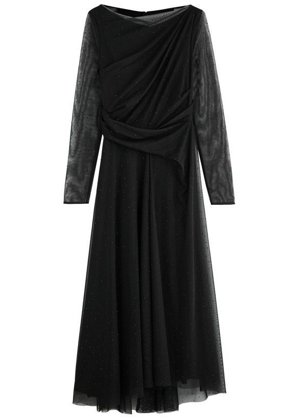 Photo: Talbot Runhof Crystal-embellished Tulle Midi Dress Black