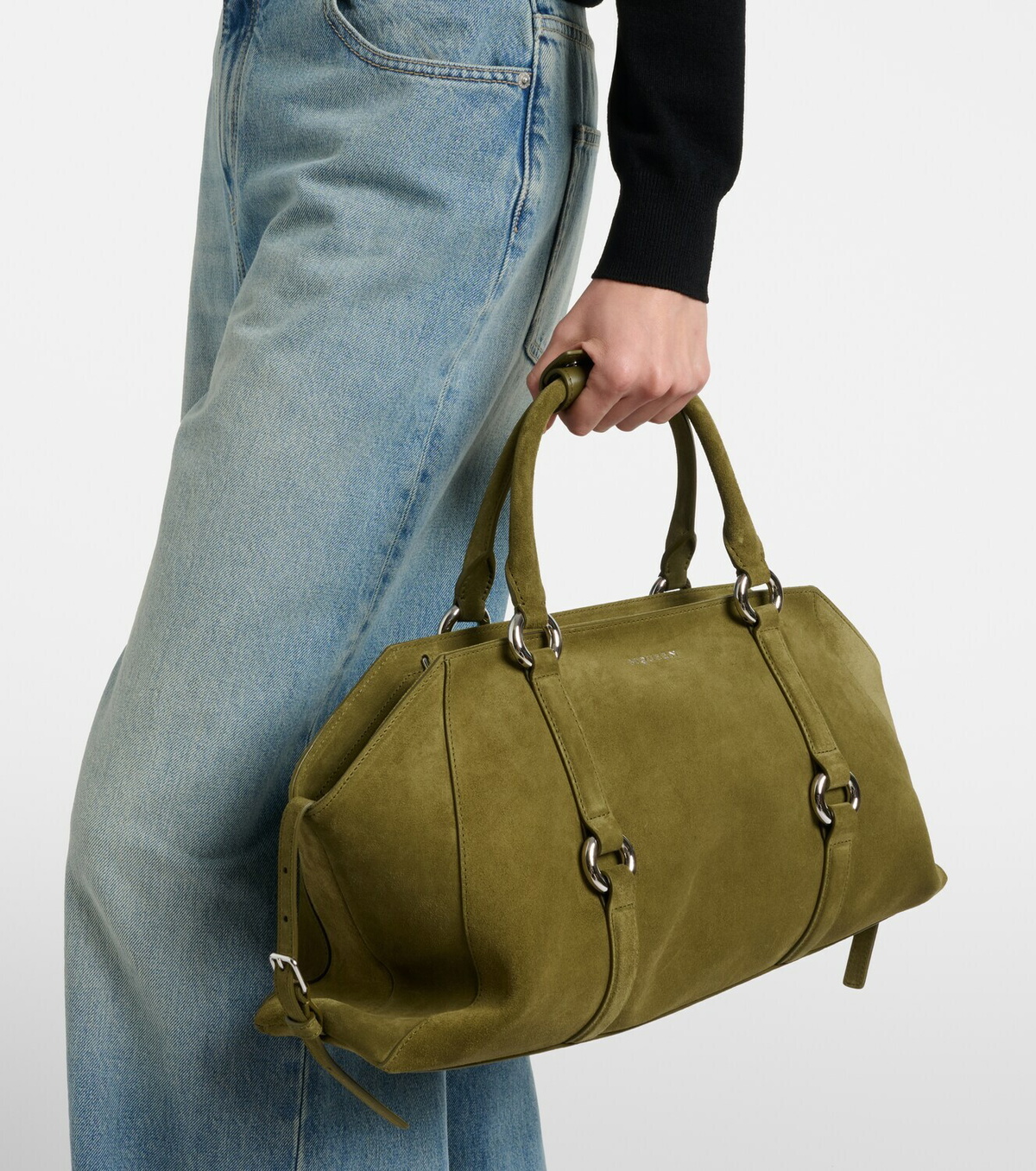 McQueen Farringdon Medium suede tote bag