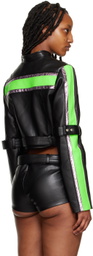 Lado Bokuchava Black Cropped Faux-Leather Jacket