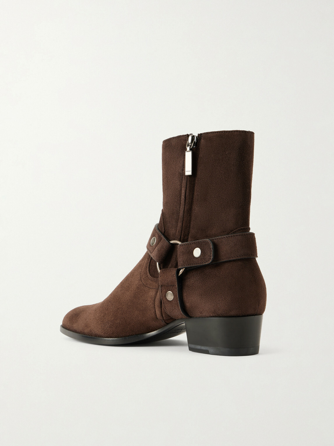 SAINT LAURENT - Wyatt Studded Suede Chelsea Boots - Brown
