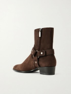 SAINT LAURENT - Wyatt Studded Suede Chelsea Boots - Brown