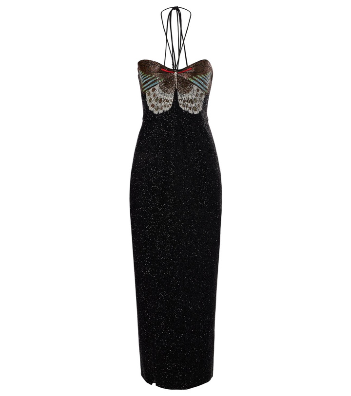 Photo: Clio Peppiatt Mariposa embellished halterneck gown