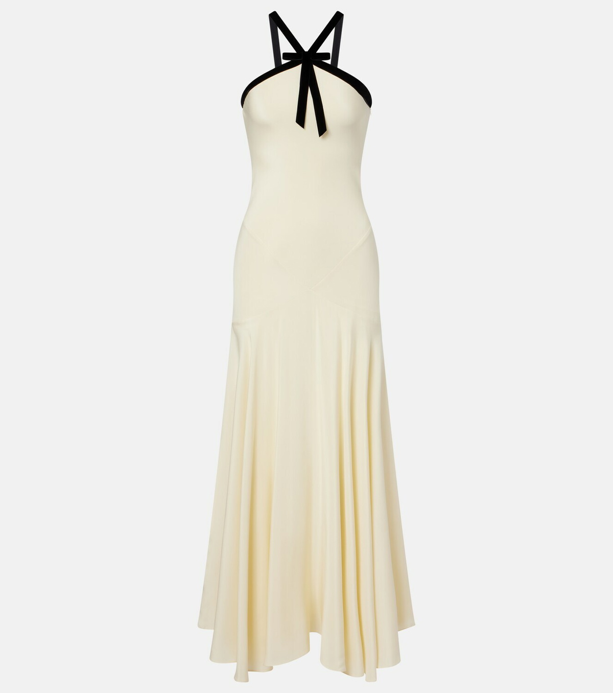 Rodarte Velvet-trimmed silk crêpe maxi dress