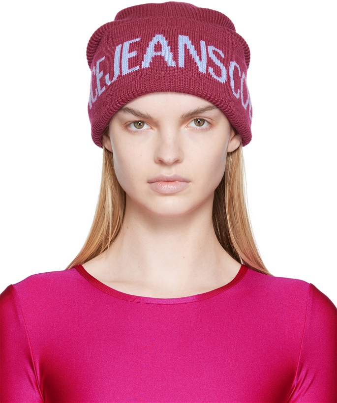 Photo: Versace Jeans Couture Burgundy Logo Beanie