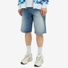 A Bathing Ape Men's College Denim Shorts in Light Indigo