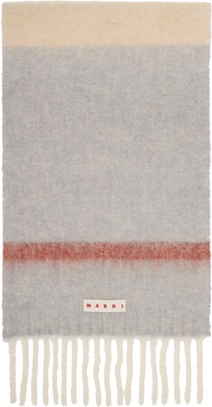 Photo: Marni Beige & Gray Striped Alpaca Scarf