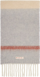 Marni Beige & Gray Striped Alpaca Scarf
