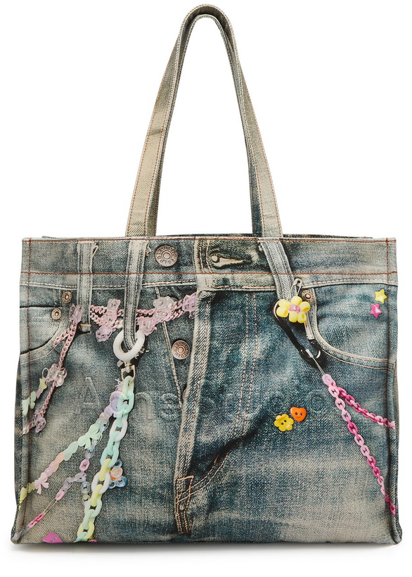 Photo: Acne Studios Jeans-print Canvas Tote - Blue - One Size