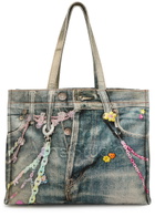 Acne Studios Jeans-print Canvas Tote - Blue - One Size