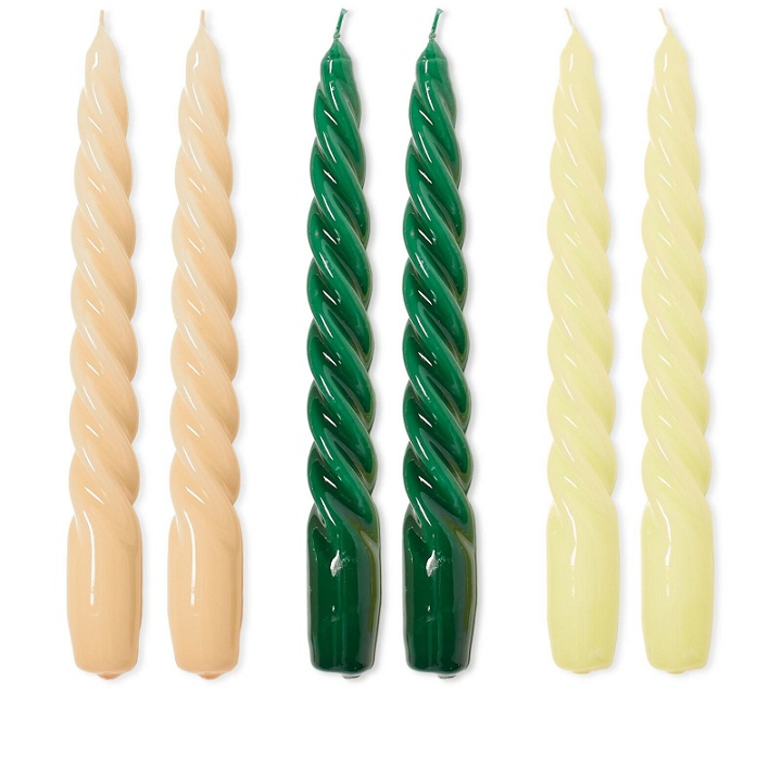 Photo: HAY Twist Candles - Set of 6 in Green/Citrus/Beige 