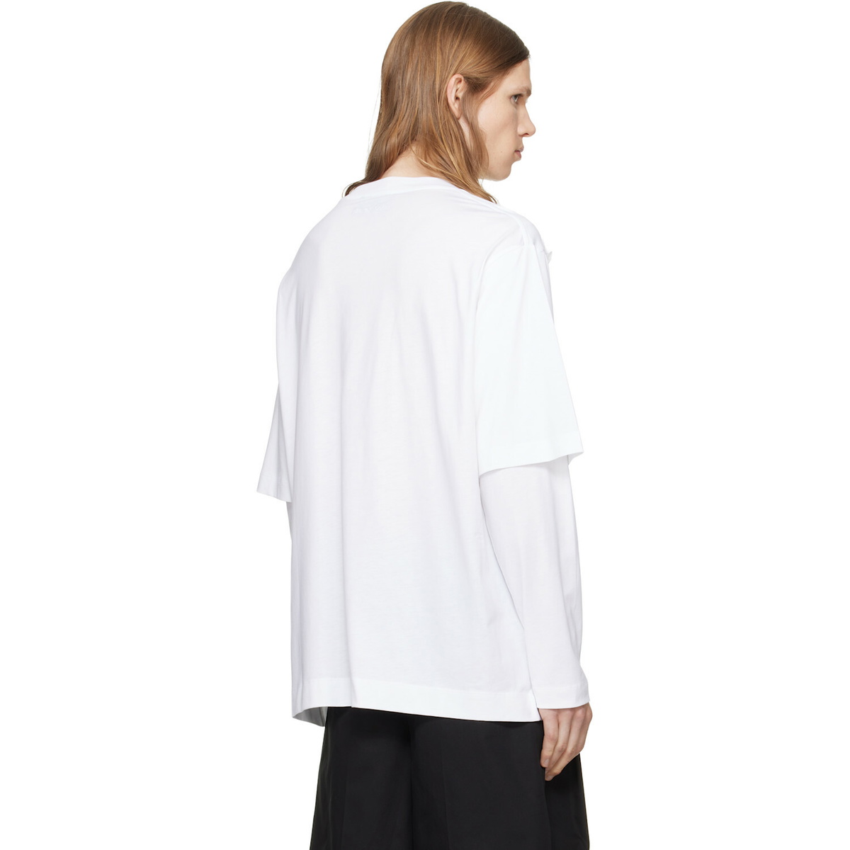 Simone Rocha White Ruffle Slash Layered Long Sleeve T-shirt
