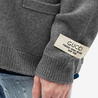 Gucci Men's Cashmere Patch Logo Cardigan in Grey