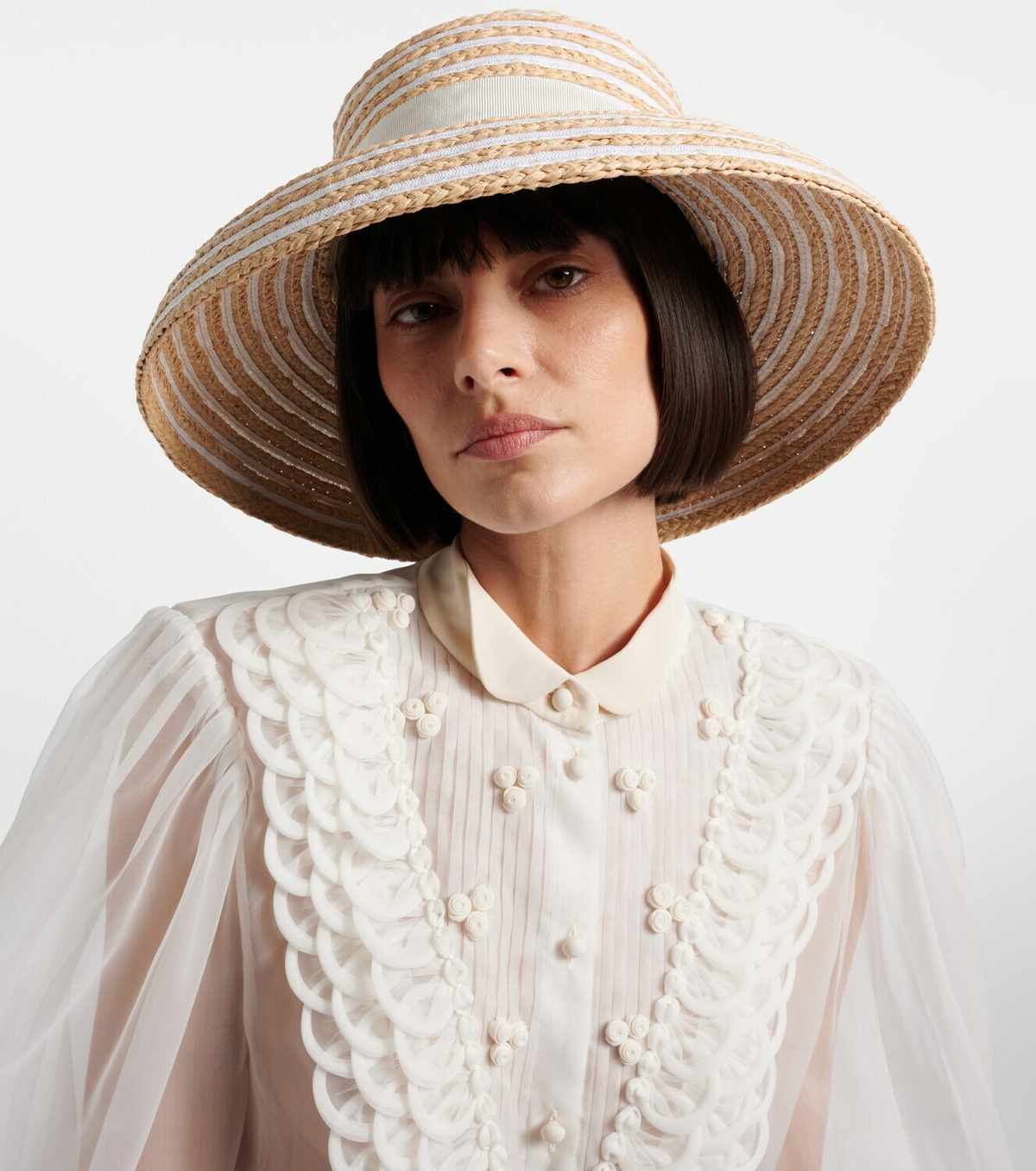 Roger Vivier Très Vivier striped raffia sun hat