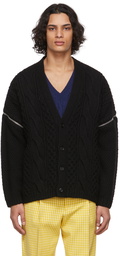 Gucci Black Detachable Sleeves Cable Knit Cardigan