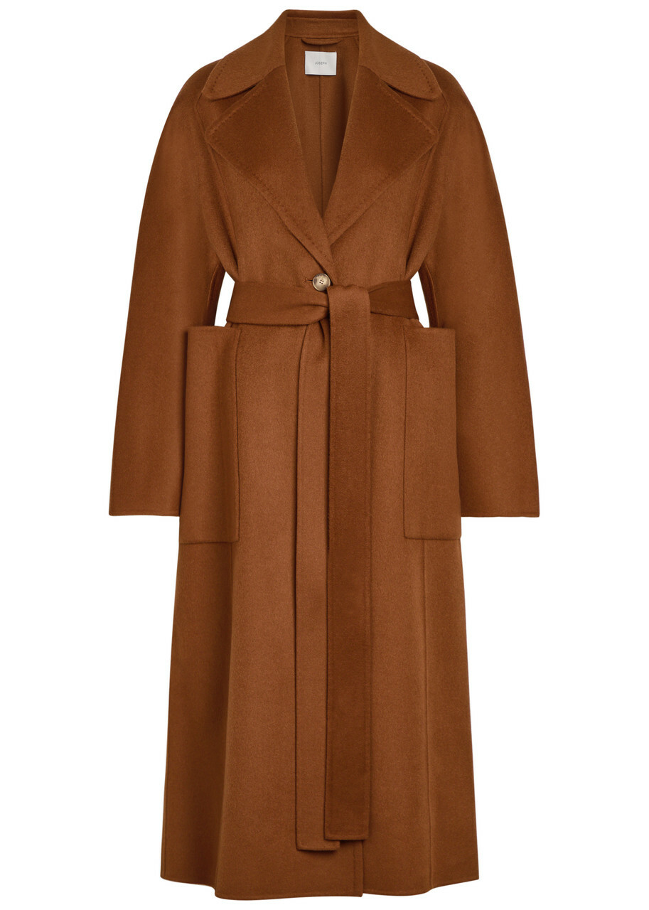 Joseph Spencer Belted Wool and Cashmere-blend Trench Coat Rust