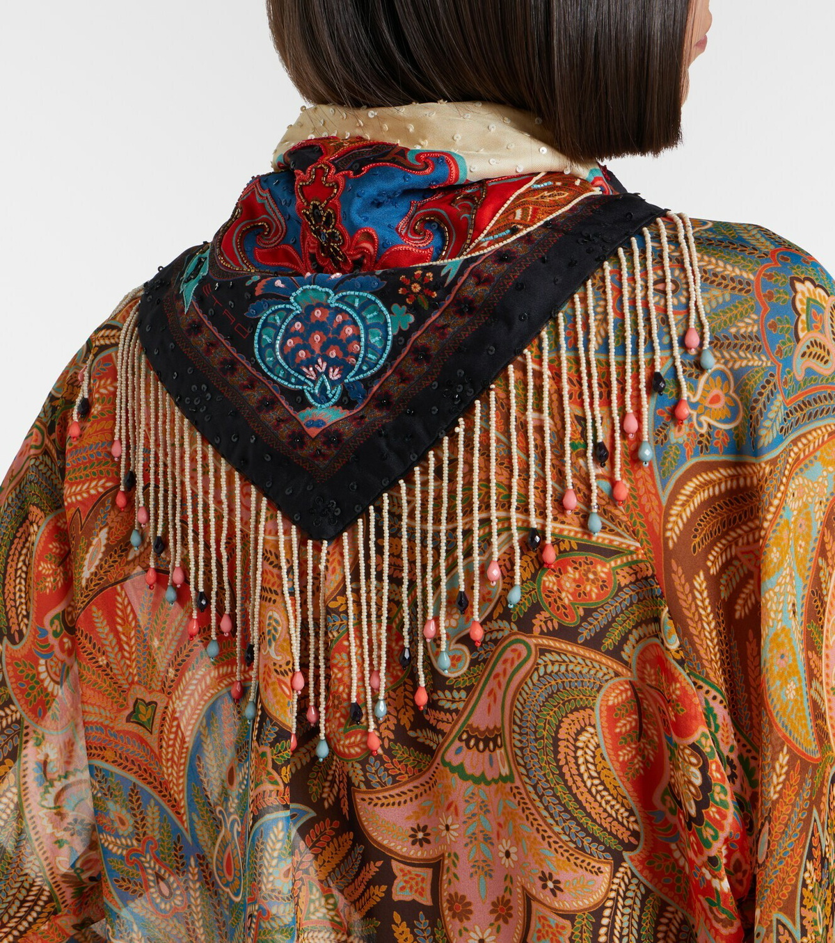 Etro Embellished printed silk scarf