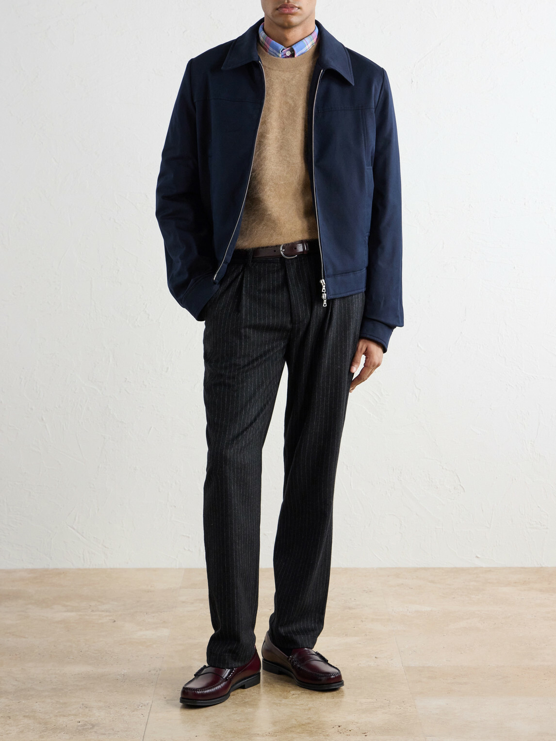 Barena - Straight-Leg Pleated Pinstriped Wool-Blend Trousers - Gray