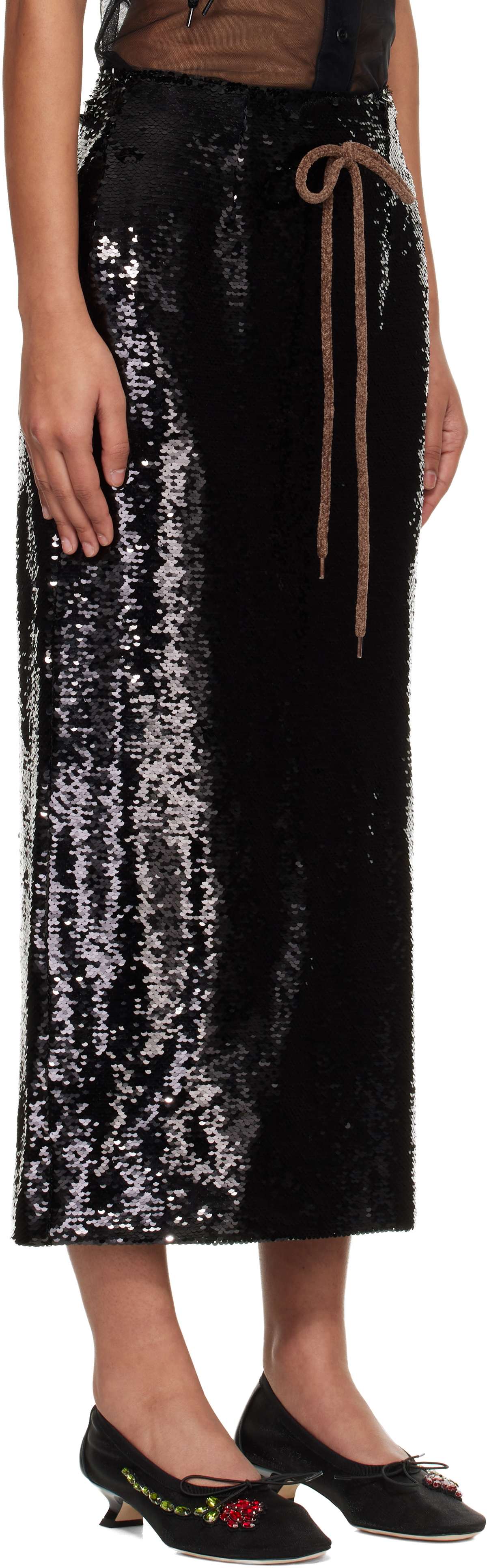 Simone Rocha Black Column Pencil Midi Skirt