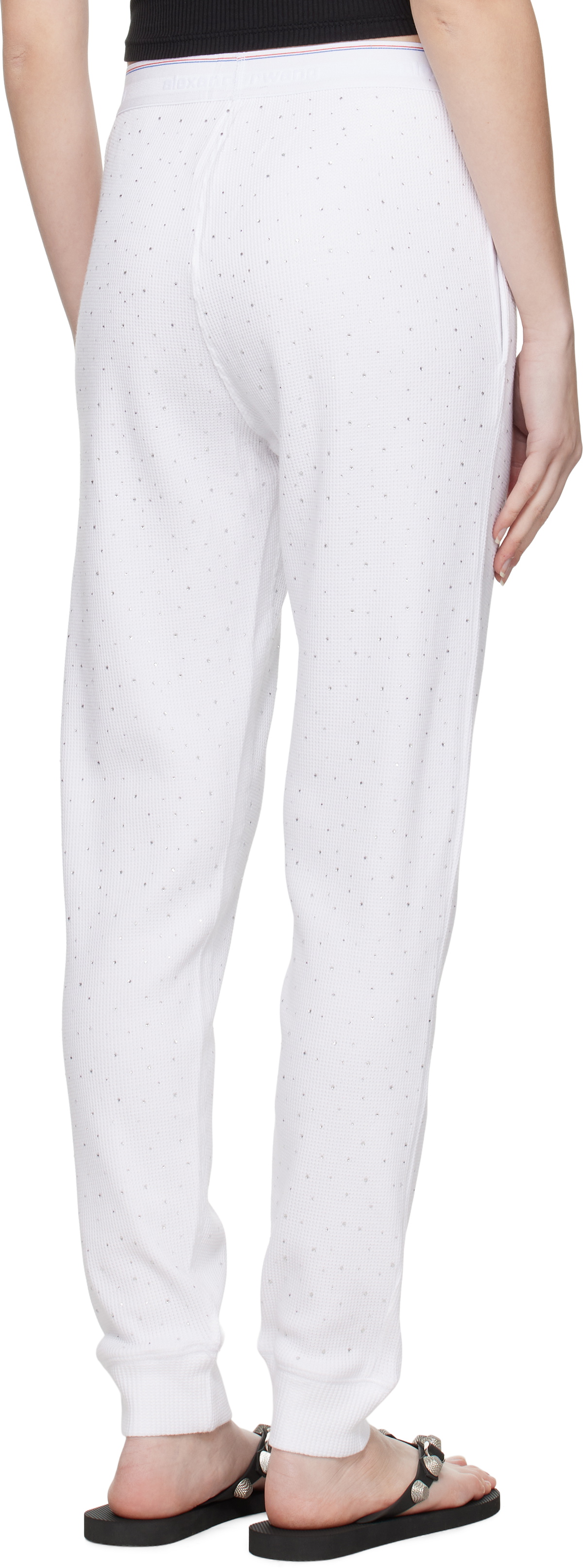 Alexander Wang White Crystal Hotfix Jogger Lounge Pants