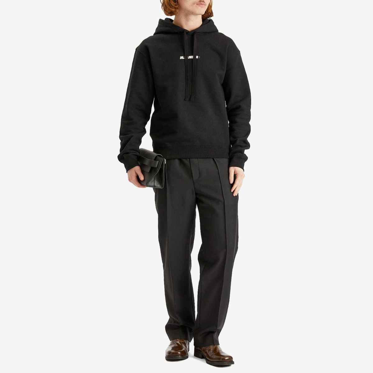 Jil Sander+ Men's Logo Hoodie in Black