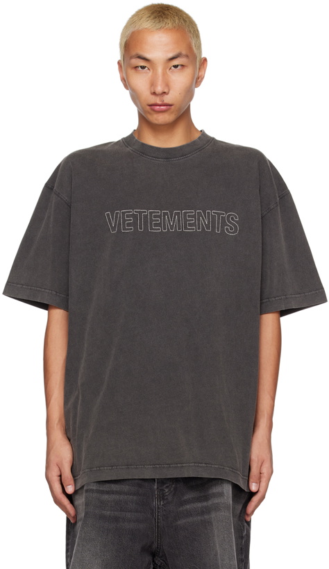 Photo: VETEMENTS Gray Embroidered T-Shirt
