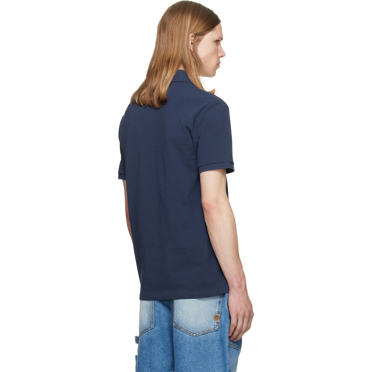 BALMAIN Blue Small Vintage Embroidered Polo