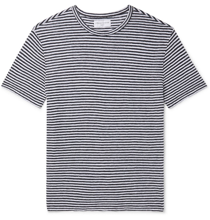 Photo: OFFICINE GÉNÉRALE - Striped Linen T-Shirt - Multi