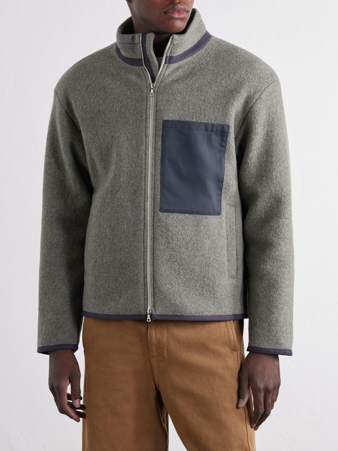 De Bonne Facture - Bookstore Cotton-Trimmed Virgin Wool Jacket - Green