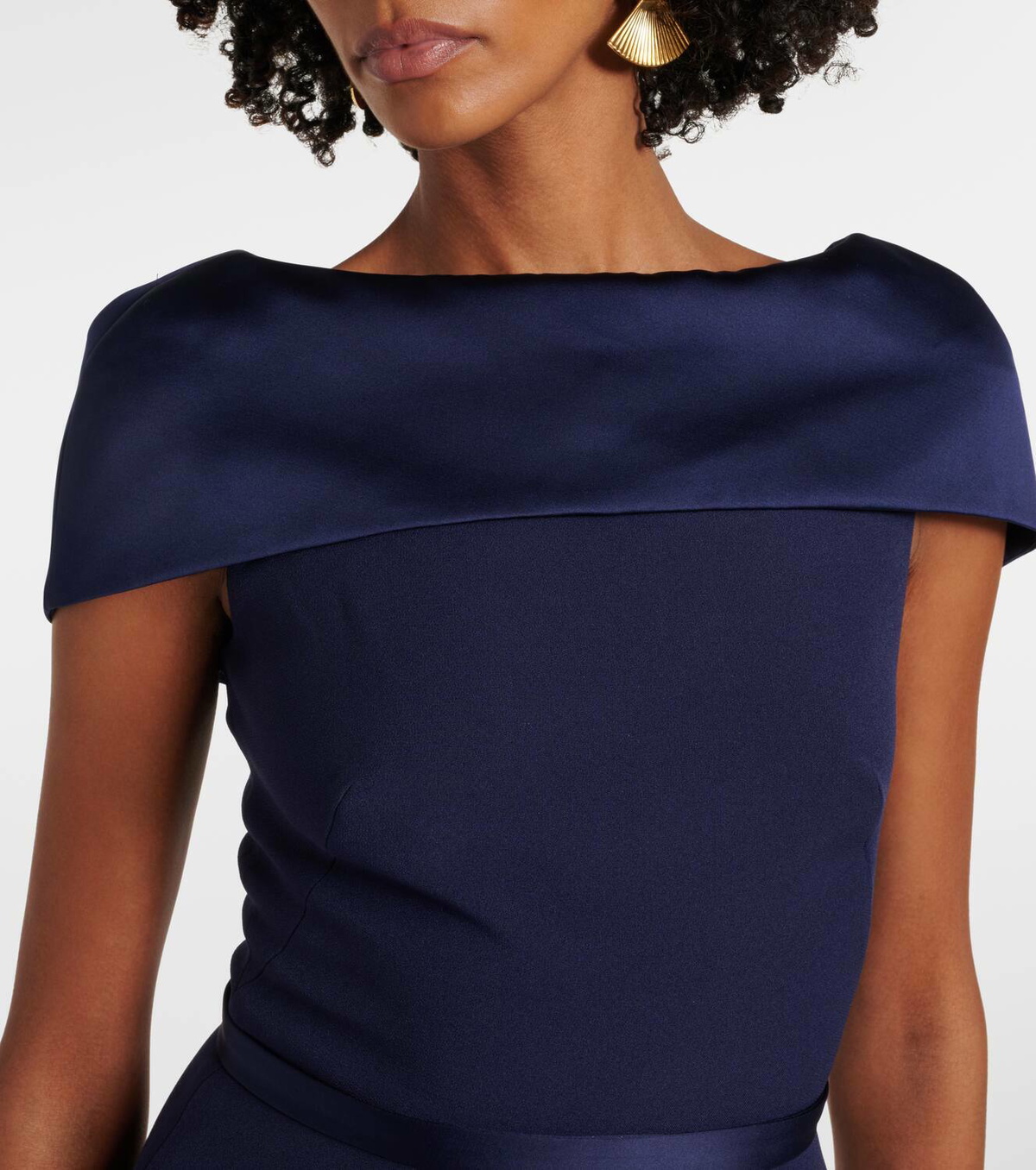 Safiyaa Rella draped peplum heavy crêpe midi dress