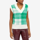 KITRI Women's Meadow Check Knit Vest in Green