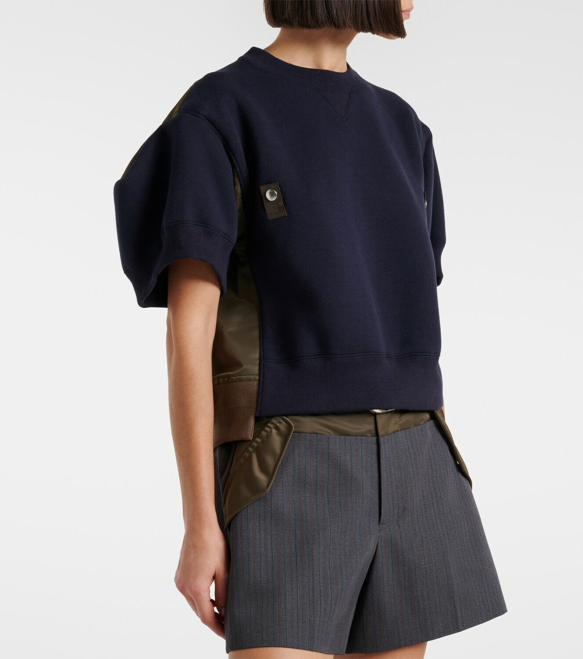 Sacai Cotton-blend and twill sweatshirt