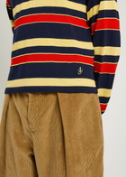JW Anderson Striped Knit Polo Shirt Navy