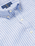 POLO RALPH LAUREN - Button-Down Collar Striped Linen Shirt - Blue