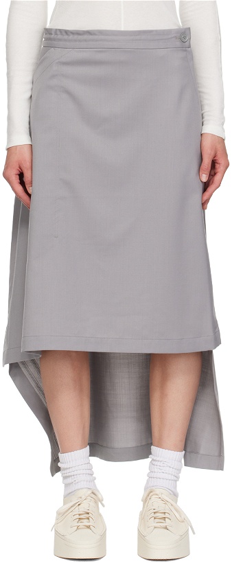 Photo: Y-3 Gray Refined Woven Maxi Skirt