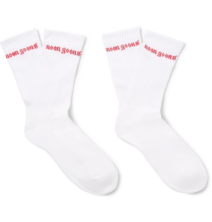 Photo: Noon Goons - Logo-Intarsia Stretch-Knit Socks - Men - White