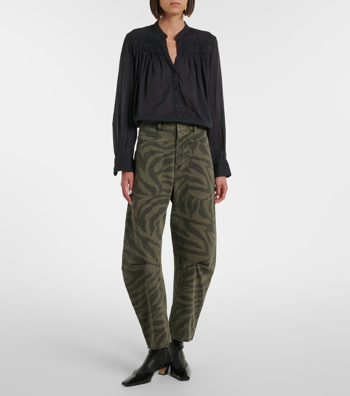 Nili Lotan Shon cropped barrel-leg jeans