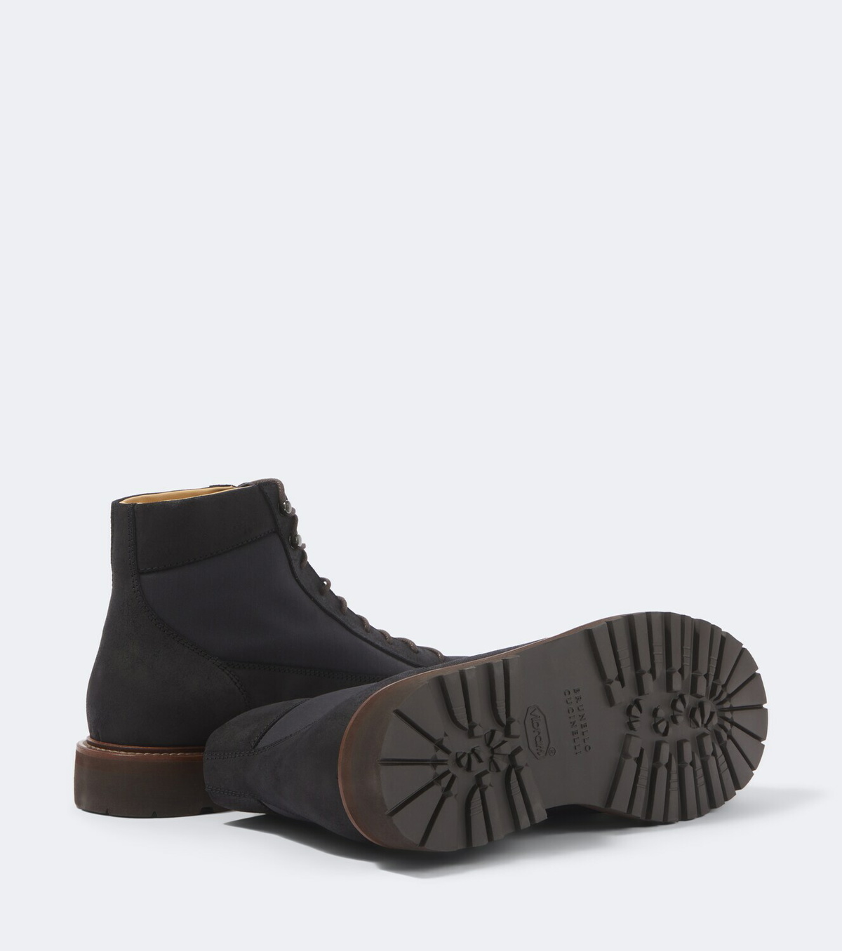 Brunello Cucinelli Suede-trimmed lace-up boots