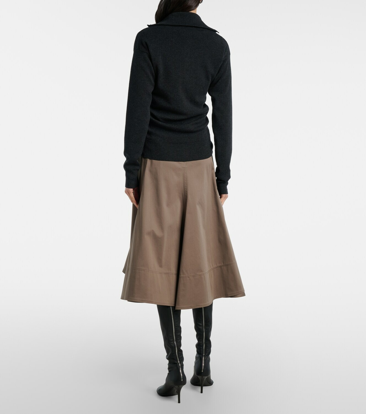 Proenza Schouler Janan cotton-blend sateen midi skirt
