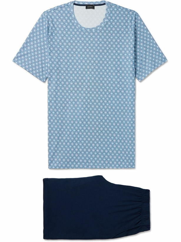 Photo: Hanro - Night & Day Printed Cotton-Jersey Pyjama Set - Blue