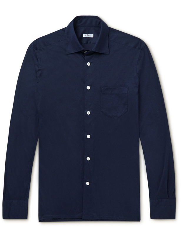 Photo: Kiton - Slim-Fit Cotton-Jersey Shirt - Blue