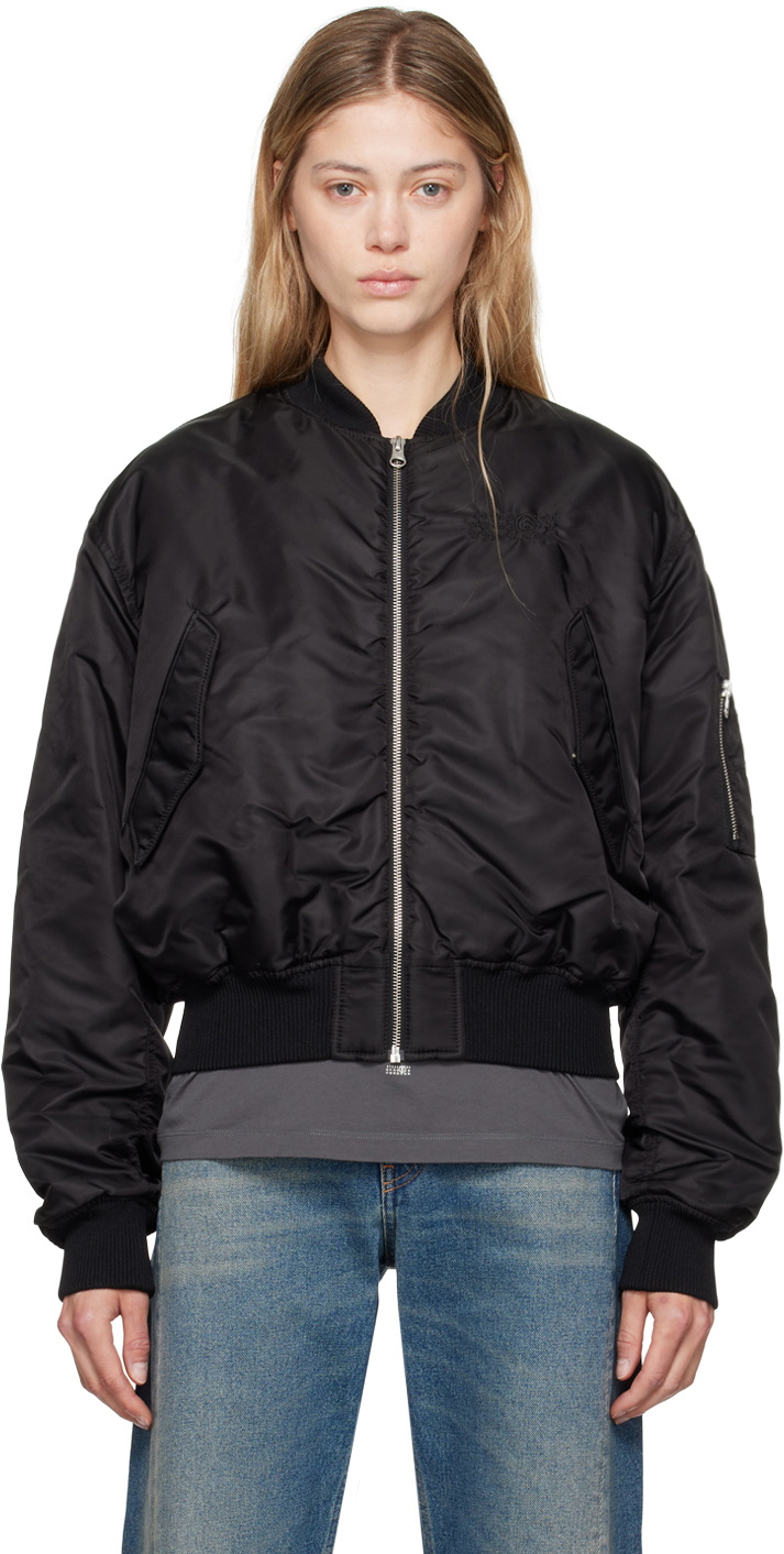 MM6 Maison Margiela Black Zip Denim Bomber Jacket MM6 Maison Margiela