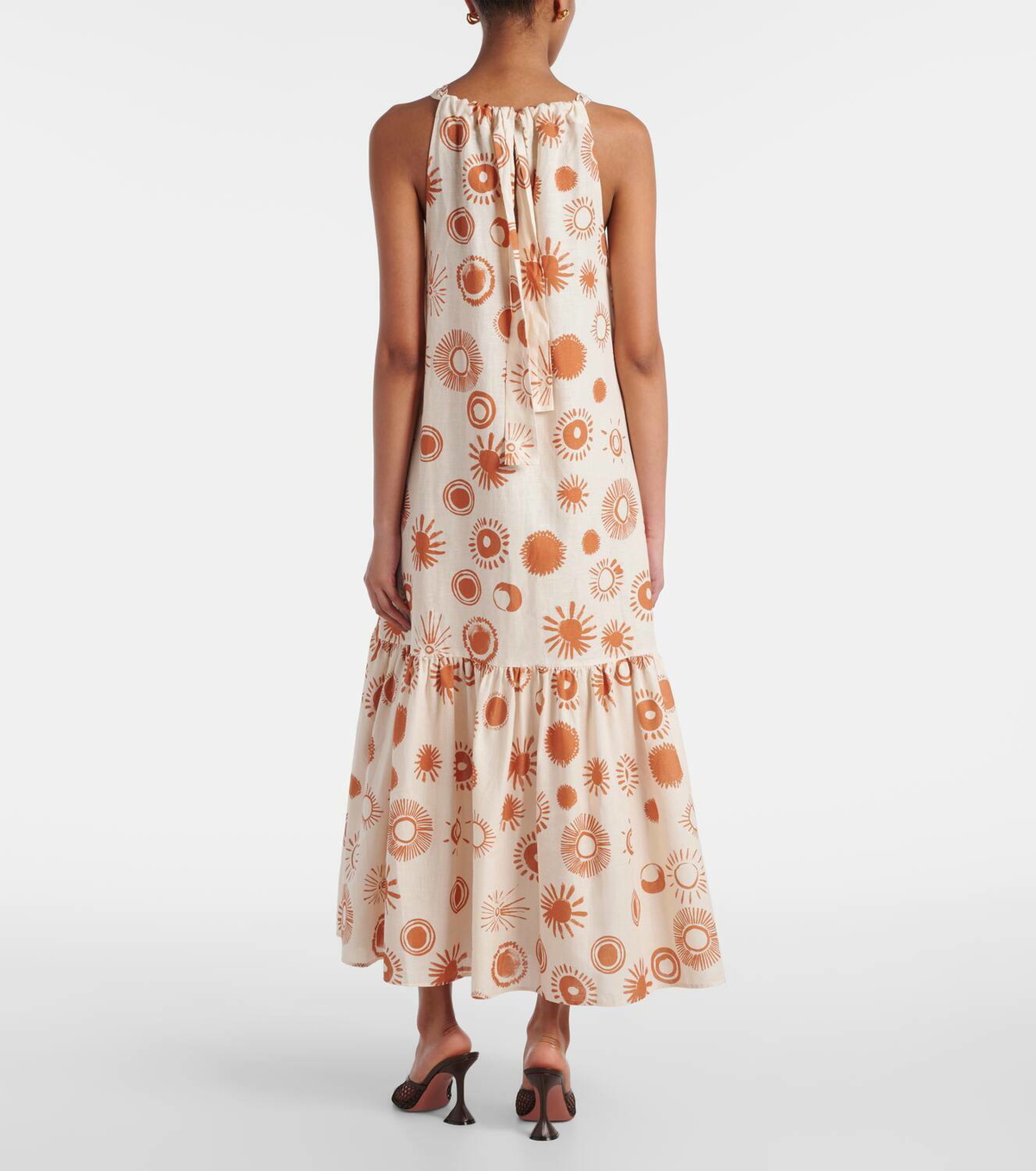Asceno Ibiza printed linen and cotton maxi dress
