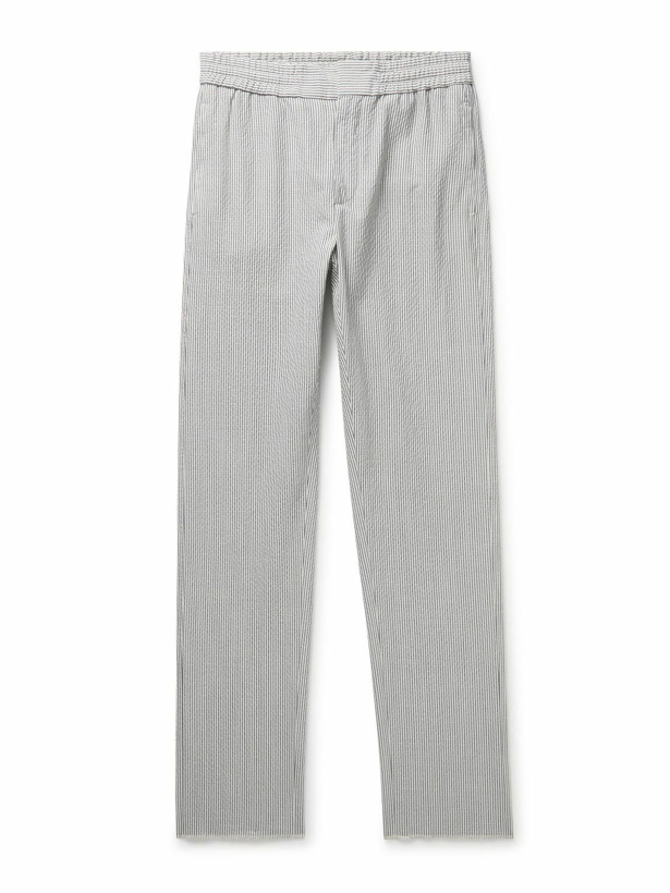 Photo: Loro Piana - Slim-Fit Straight-Leg Striped Wool-Blend Seersucker Trousers - Gray