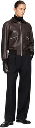 OUR LEGACY Brown Mini Leather Bomber Jacket