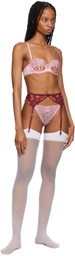 Fleur du Mal Burgundy Rose Embroidery Garter Belt