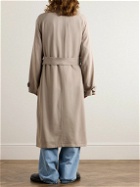 AMI PARIS - Belted Wool-Crepe Coat - Neutrals