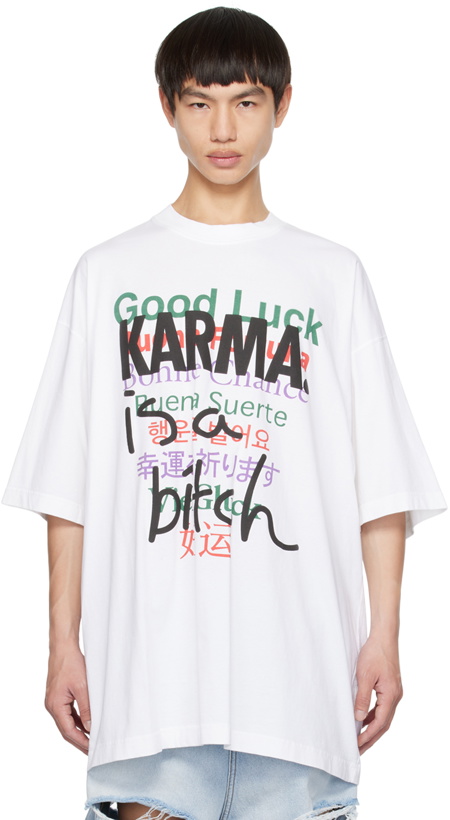 Photo: VETEMENTS White 'Karma Is A Bitch' T-Shirt