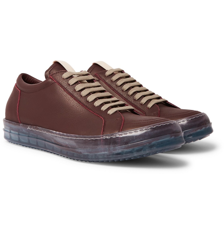 Photo: Rick Owens - Grosgrain-Trimmed Leather Sneakers - Burgundy